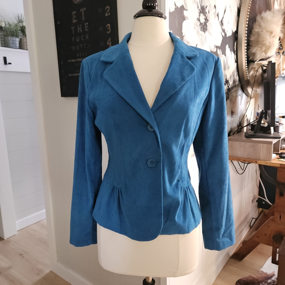 Cato Blazer/Jacket 10 Teal Turquoise Ruffle